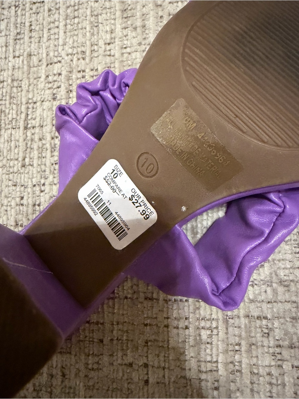 Colin Stuart Lavender Ruched Square-Toe Slide Heels - Picture 5 of 5